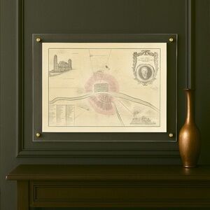 DAVID RUMSEY MAP COLL. Vintage Paris City Map Print in Acrylic Frame #1025257